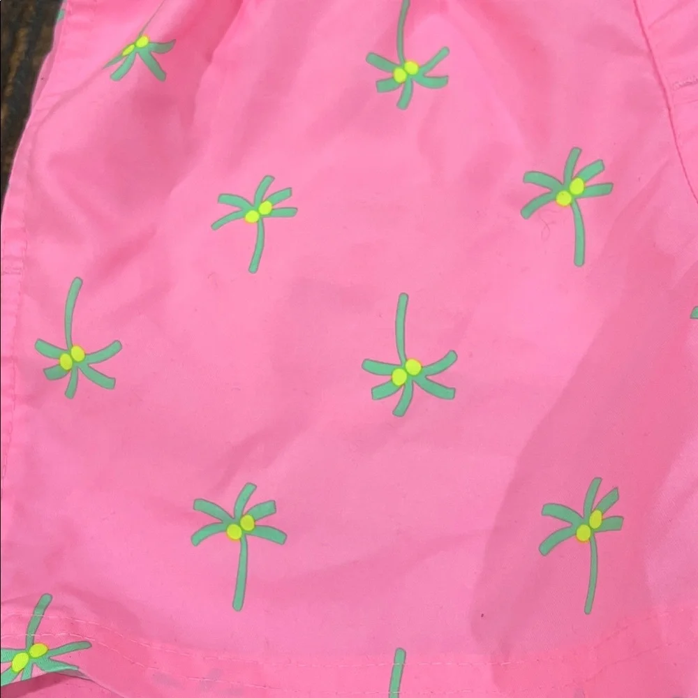 Cat & Jack Pink Shorts with Green Palm Print